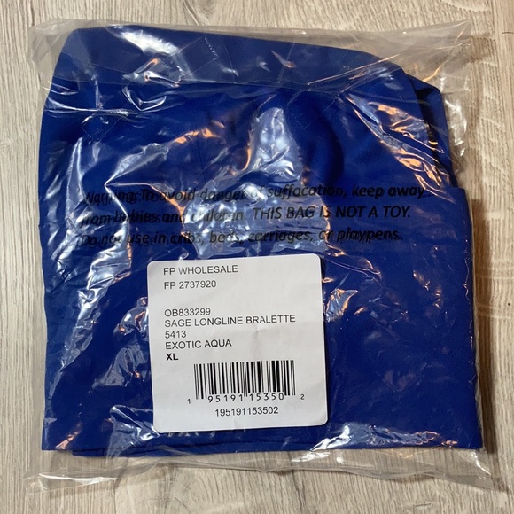 Free People Sage Longline Bralette Exotic Aqua XL - Picture 3 of 3